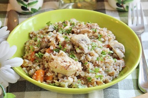 Гречка с мясом и грибами в мультиварке