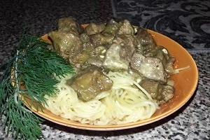 Печень говядины в коньяке