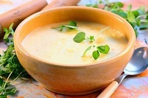 Картофельный суп-пюре с креветками