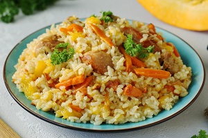 Рис с курицей и тыквой