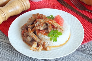 Жареная свинина с грейпфрутом