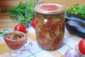 Закуска из баклажанов с помидорами на зиму