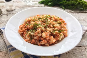 Макароны с рыбным фаршем