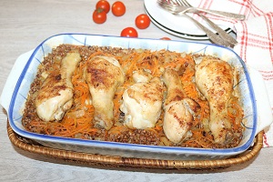 Куриные ножки с гречкой в духовке