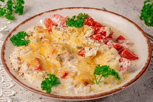 Тыква запеченная с сыром и сливками