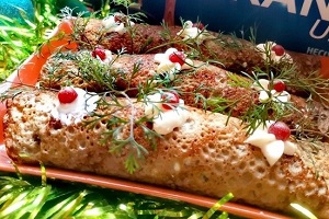 Закусочные печёночные блинчики с грибами