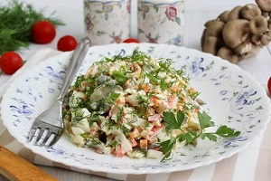 Салат с грибами вешенками