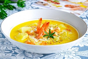 Сырный суп с креветками