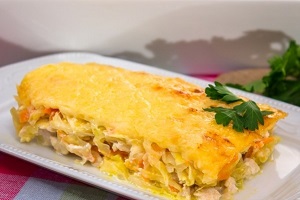 Гратен из капусты и мясного фарша