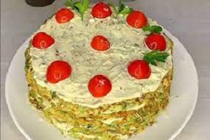 Торт кабачковый с помидорами